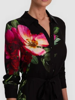 Alice and Olivia MAXI*CHASSIDY MAXI SHIRT DRESS EMPRESS BLOOM OFF WHITE