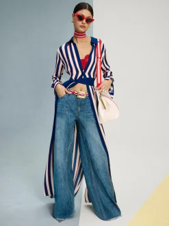 Alice and Olivia MAXI*CHASSIDY MAXI SHIRT DRESS DARLA LIGHT INDIGO