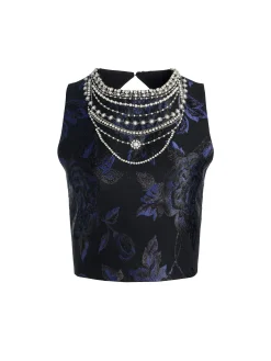 Alice and Olivia CROP TOPS*CHERRA EMBELLISHED CROP TOP OFF WHITE