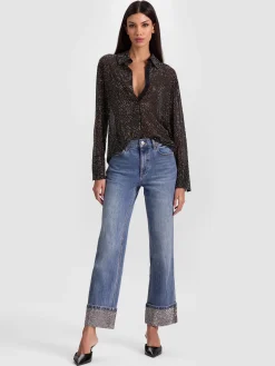 Alice and Olivia JEANS*CHIC EMBELLISHED ANKLE JEAN DARLA LIGHT INDIGO