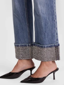 Alice and Olivia JEANS*CHIC EMBELLISHED ANKLE JEAN DARLA LIGHT INDIGO
