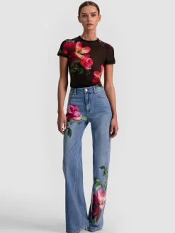 Alice and Olivia JEANS*CHIC PRINTED JEAN DARLA LIGHT INDIGO