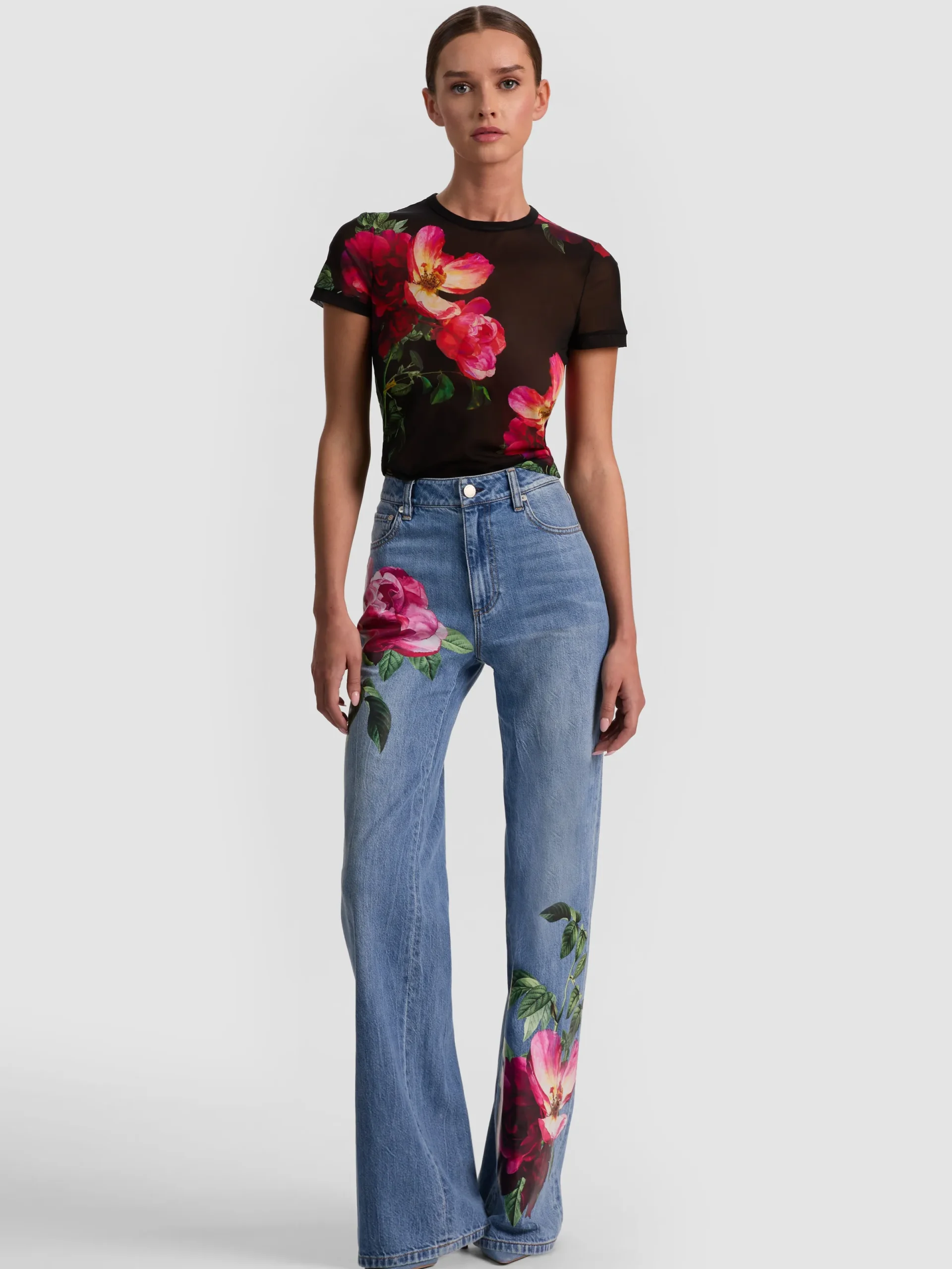 Alice and Olivia JEANS*CHIC PRINTED JEAN DARLA LIGHT INDIGO