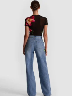 Alice and Olivia JEANS*CHIC PRINTED JEAN DARLA LIGHT INDIGO