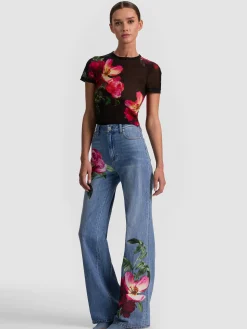 Alice and Olivia JEANS*CHIC PRINTED JEAN DARLA LIGHT INDIGO