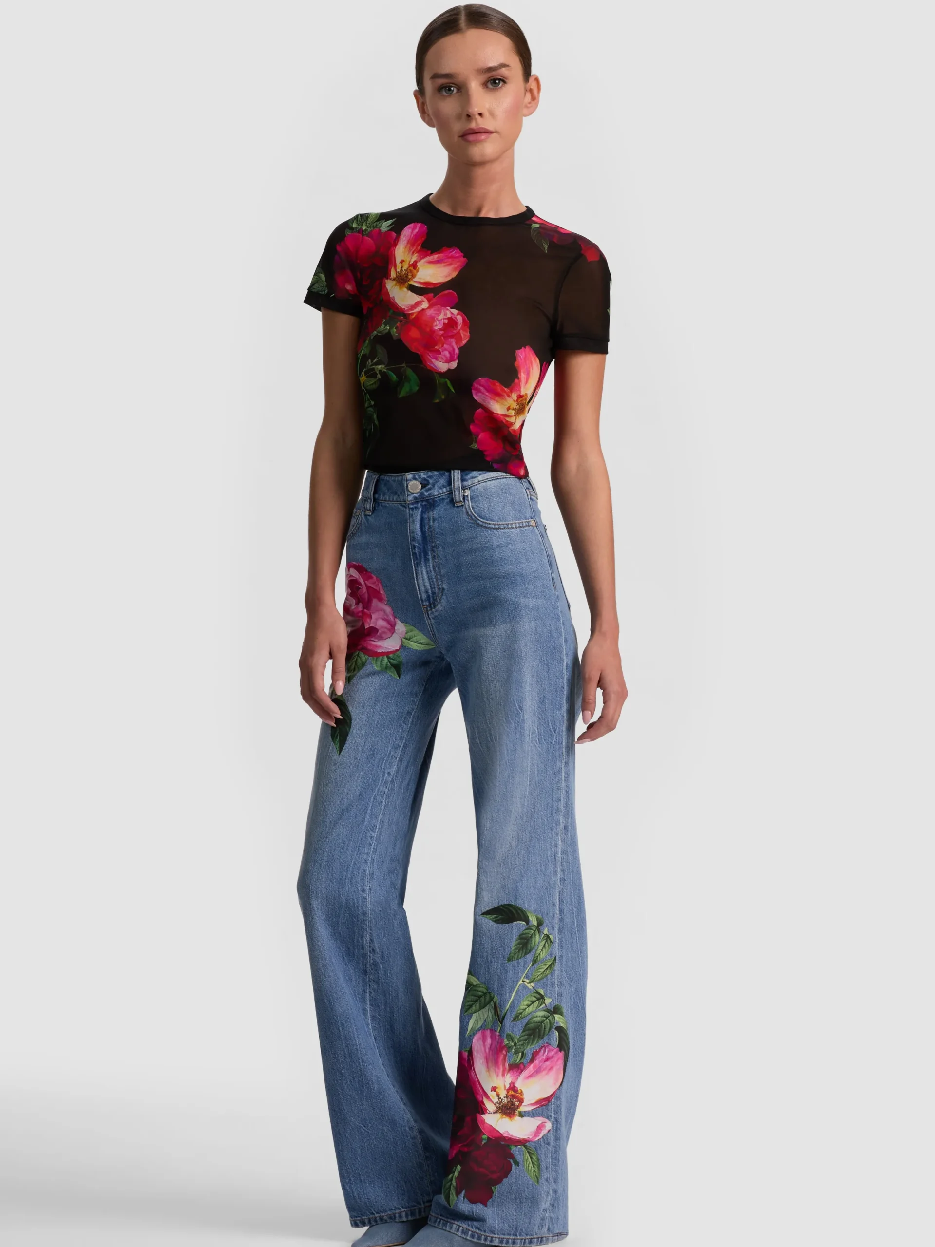 Alice and Olivia JEANS*CHIC PRINTED JEAN DARLA LIGHT INDIGO