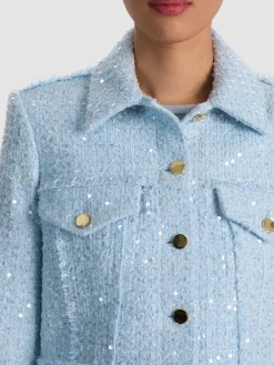 Alice and Olivia ANDREW PANT|JADE MESH BUTTON DOWN*CHLOE TWEED JACKET OFF WHITE