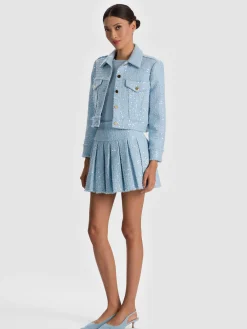 Alice and Olivia ANDREW PANT|JADE MESH BUTTON DOWN*CHLOE TWEED JACKET OFF WHITE