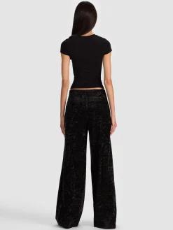 Alice and Olivia WIDE LEG*CONOR CLEAN WAIST TROUSER MIDNIGHT BLUE