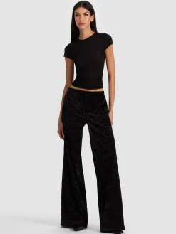 Alice and Olivia WIDE LEG*CONOR CLEAN WAIST TROUSER MIDNIGHT BLUE