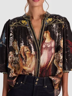 Alice and Olivia BLOUSES*CORA BUTTON DOWN BLOUSE VISIONARY