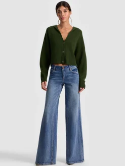 Alice and Olivia CARDIGANS*COREY HOODED CASHMERE CARDIGAN GREY MINERAL