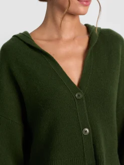 Alice and Olivia CARDIGANS*COREY HOODED CASHMERE CARDIGAN GREY MINERAL