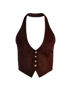 Alice and Olivia VESTS*CROSBY SUEDE VEST BLACK