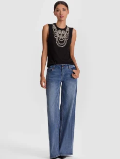 Alice and Olivia TANKS*DEDE EMBELLISHED TANK GREY MINERAL