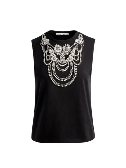 Alice and Olivia TANKS*DEDE EMBELLISHED TANK GREY MINERAL