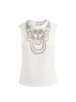 Alice and Olivia TANKS*DEDE EMBELLISHED TANK OFF WHITE