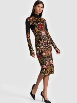 Alice and Olivia MIDI*DELORA MIDI DRESS REGAL RETREAT