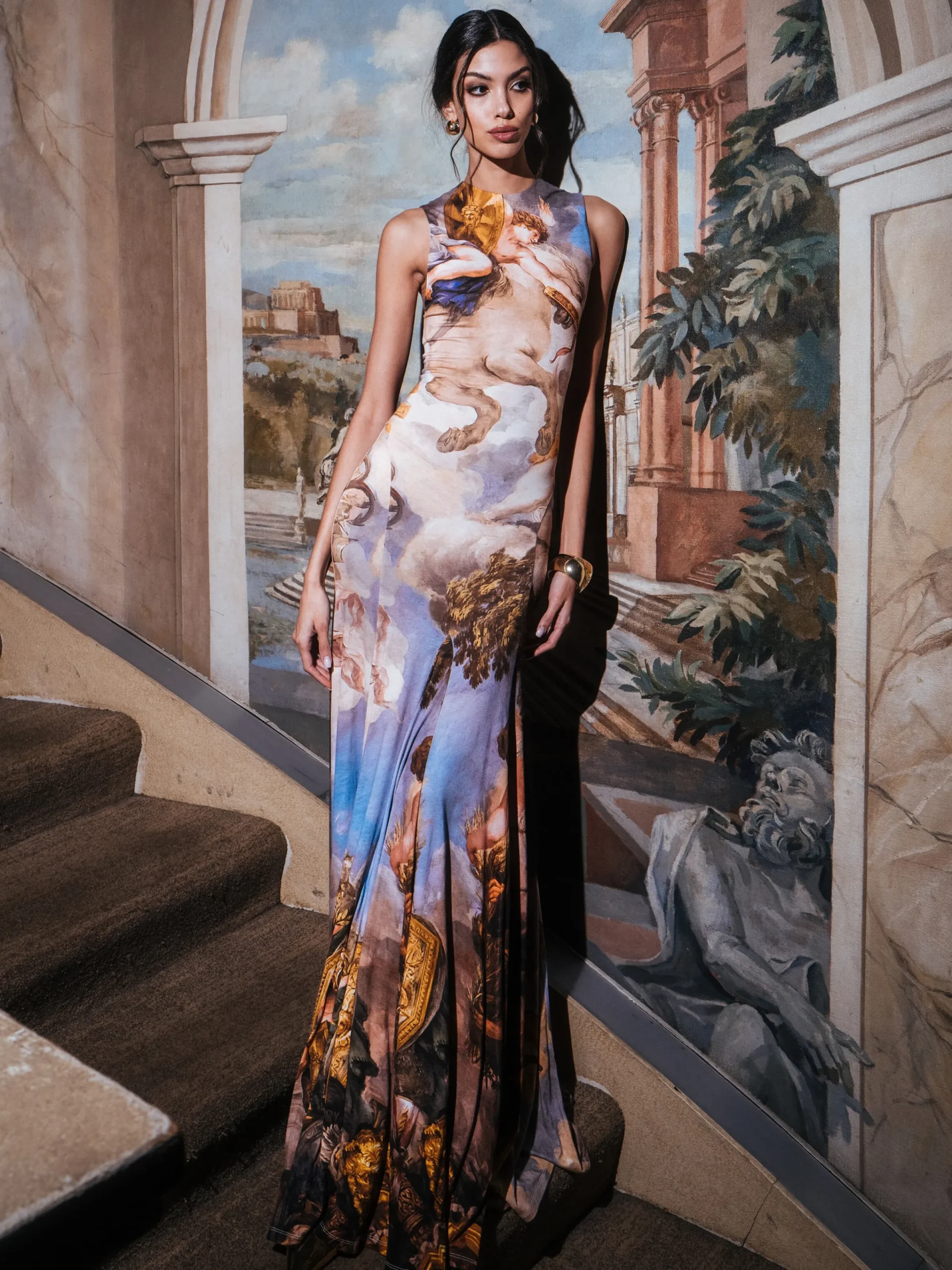 Alice and Olivia MAXI*DELORA OPEN BACK MAXI DRESS BLACK