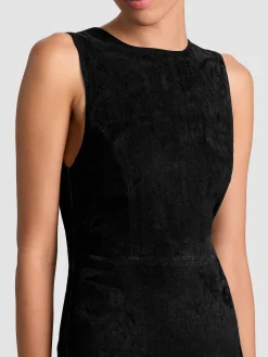 Alice and Olivia MIDI*DELORA SUEDE MIDI DRESS