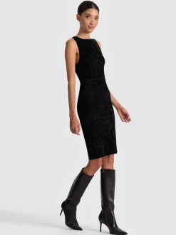 Alice and Olivia MIDI*DELORA SUEDE MIDI DRESS