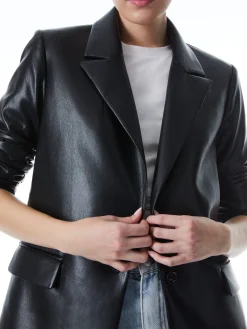 Alice and Olivia BLAZERS*DENNY VEGAN BLAZER SOFT WHITE