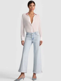 Alice and Olivia BLOUSES*DIMITRA OVERSIZED BUTTON DOWN BROOKLYN BLUE