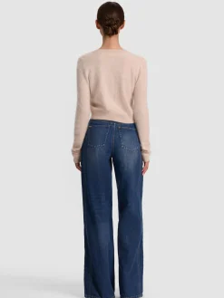 Alice and Olivia CARDIGANS*DOLLIE BRUSHED CASHMERE CARDIGAN SOFT WHITE/BLACK