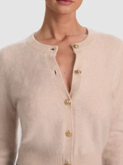 Alice and Olivia CARDIGANS*DOLLIE BRUSHED CASHMERE CARDIGAN SOFT WHITE/BLACK