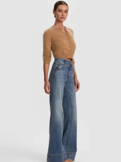 Alice and Olivia CARDIGANS*DOLLIE BRUSHED CASHMERE CARDIGAN SAGE