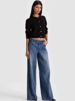 Alice and Olivia CARDIGANS*DOLLIE CASHMERE CABLEKNIT CARDIGAN ECRU