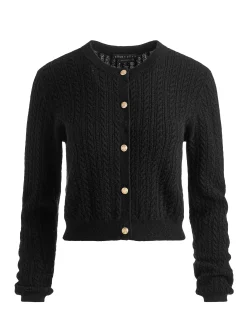 Alice and Olivia CARDIGANS*DOLLIE CASHMERE CABLEKNIT CARDIGAN ECRU