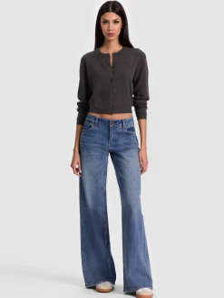 Alice and Olivia CARDIGANS*DOLLIE CASHMERE CARDIGAN GREY MINERAL