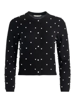 Alice and Olivia CARDIGANS*DOLLIE EMBELLISHED CASHMERE CARDIGAN BLACK