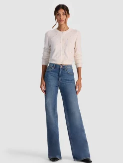 Alice and Olivia CARDIGANS*DOLLIE EMBELLISHED CASHMERE CARDIGAN DARLA LIGHT INDIGO