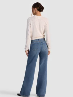 Alice and Olivia CARDIGANS*DOLLIE EMBELLISHED CASHMERE CARDIGAN DARLA LIGHT INDIGO