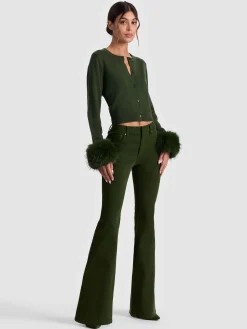 Alice and Olivia CARDIGANS*DOLLIE FAUX FUR CUFF CARDIGAN BLACK