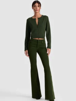 Alice and Olivia CARDIGANS*DOLLIE FAUX FUR CUFF CARDIGAN BLACK