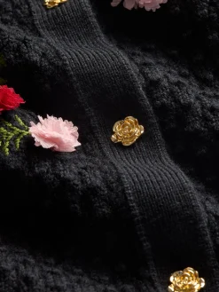 Alice and Olivia CARDIGANS*DOLLIE FLORAL CARDIGAN GREY MINERAL