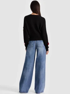 Alice and Olivia CARDIGANS*DOLLIE FLORAL CARDIGAN GREY MINERAL