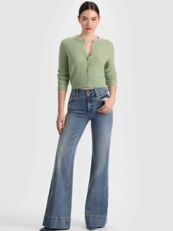 Alice and Olivia CARDIGANS*DOLLIE POINTELLE CASHMERE CARDIGAN ENGLISH ROSE