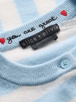 Alice and Olivia CARDIGANS*DOLLIE STRIPED CASHMERE CARDIGAN GREY MINERAL