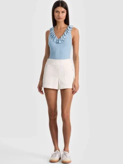 Alice and Olivia SHORTS*DONALD JEAN SHORT SOFT WHITE