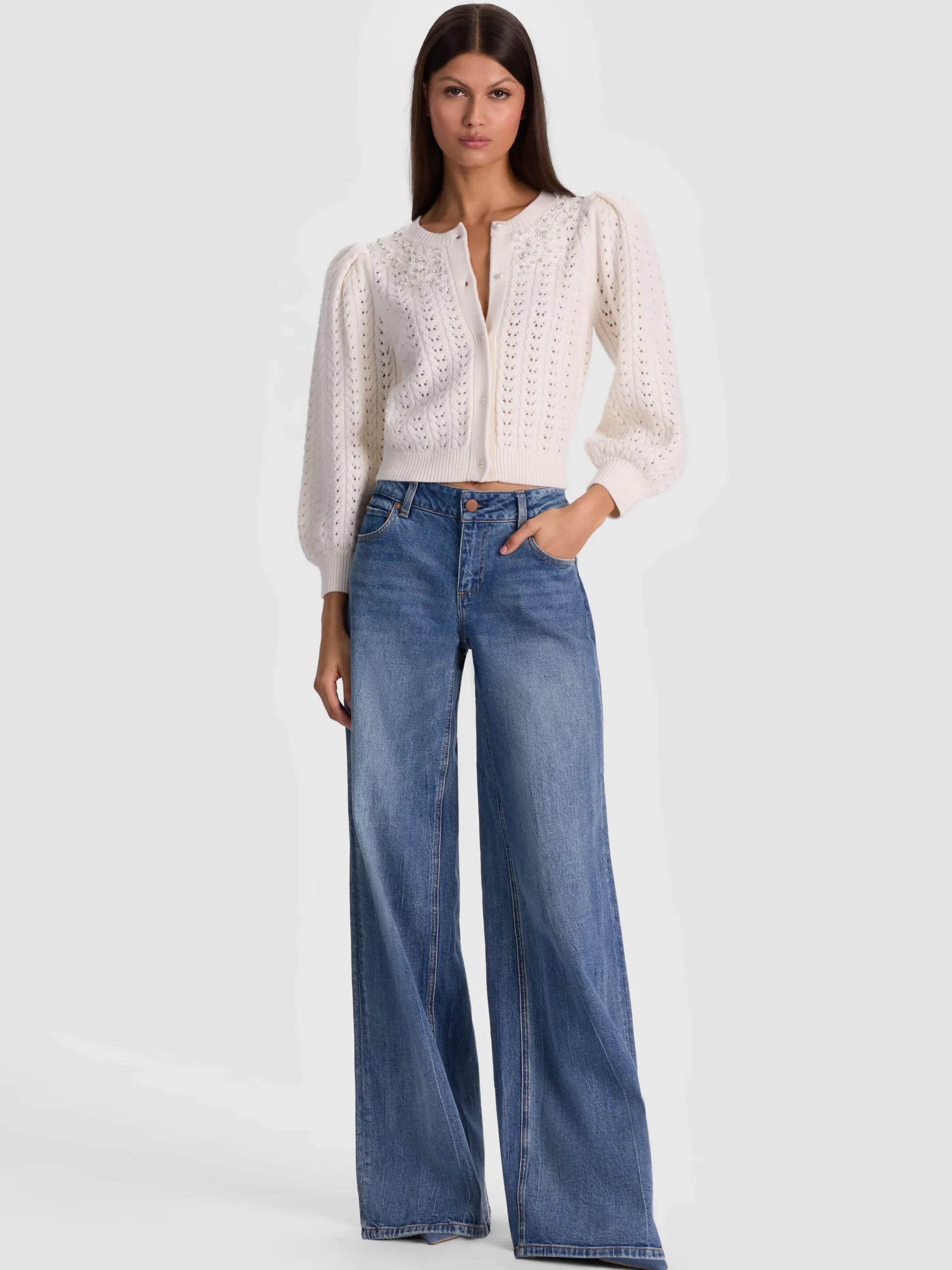 Alice and Olivia CARDIGANS*DORIS EMBELLISHED CARDIGAN OXBLOOD