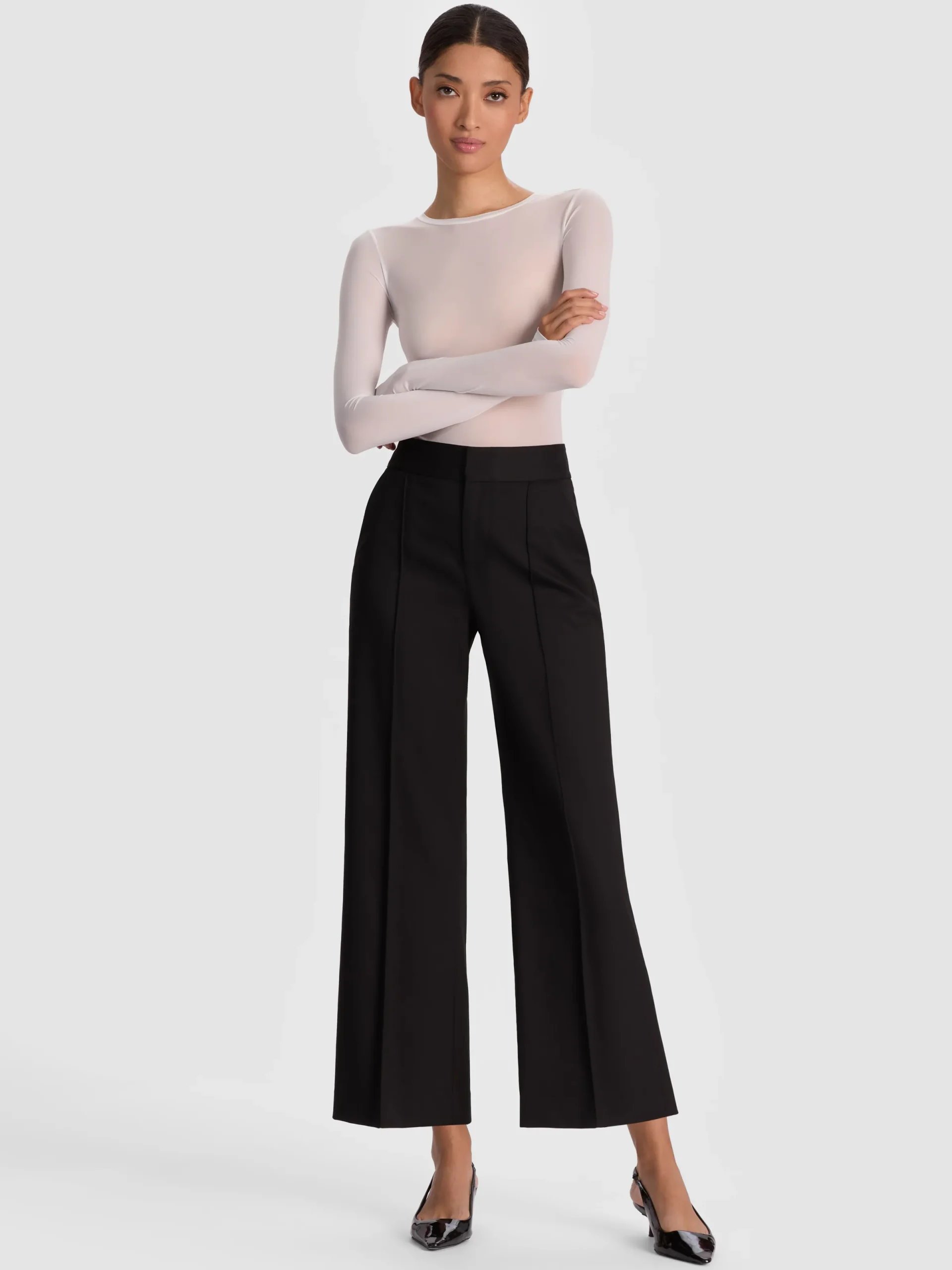 Alice and Olivia WIDE LEG*DYLAN CROPPED TROUSER WHITE