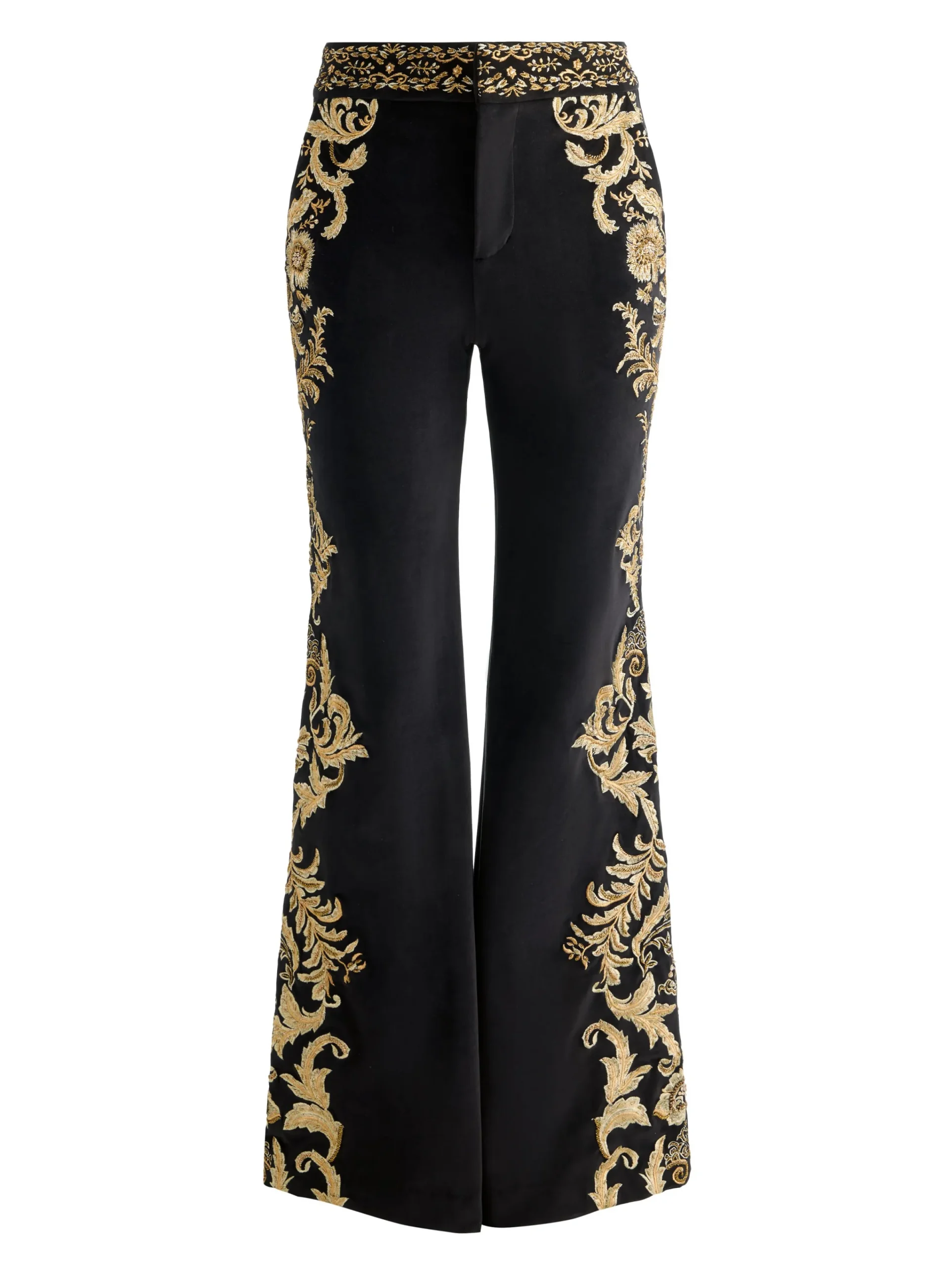 Alice and Olivia WIDE LEG*DYLAN EMBROIDERED VELVET PANT