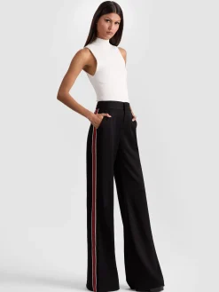 Alice and Olivia WIDE LEG*DYLAN PANT WITH SIDE STRIPE BLACK