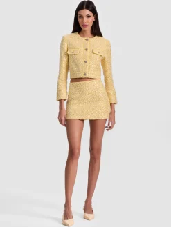 Alice and Olivia MINI*ECENIA EMBELLISHED TWEED MINI SKIRT PERFECT RUBY