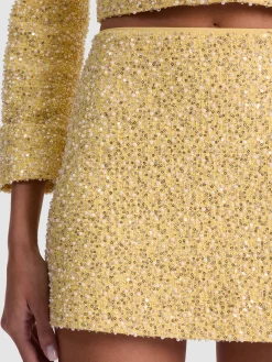 Alice and Olivia MINI*ECENIA EMBELLISHED TWEED MINI SKIRT PERFECT RUBY