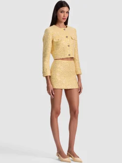 Alice and Olivia MINI*ECENIA EMBELLISHED TWEED MINI SKIRT PERFECT RUBY